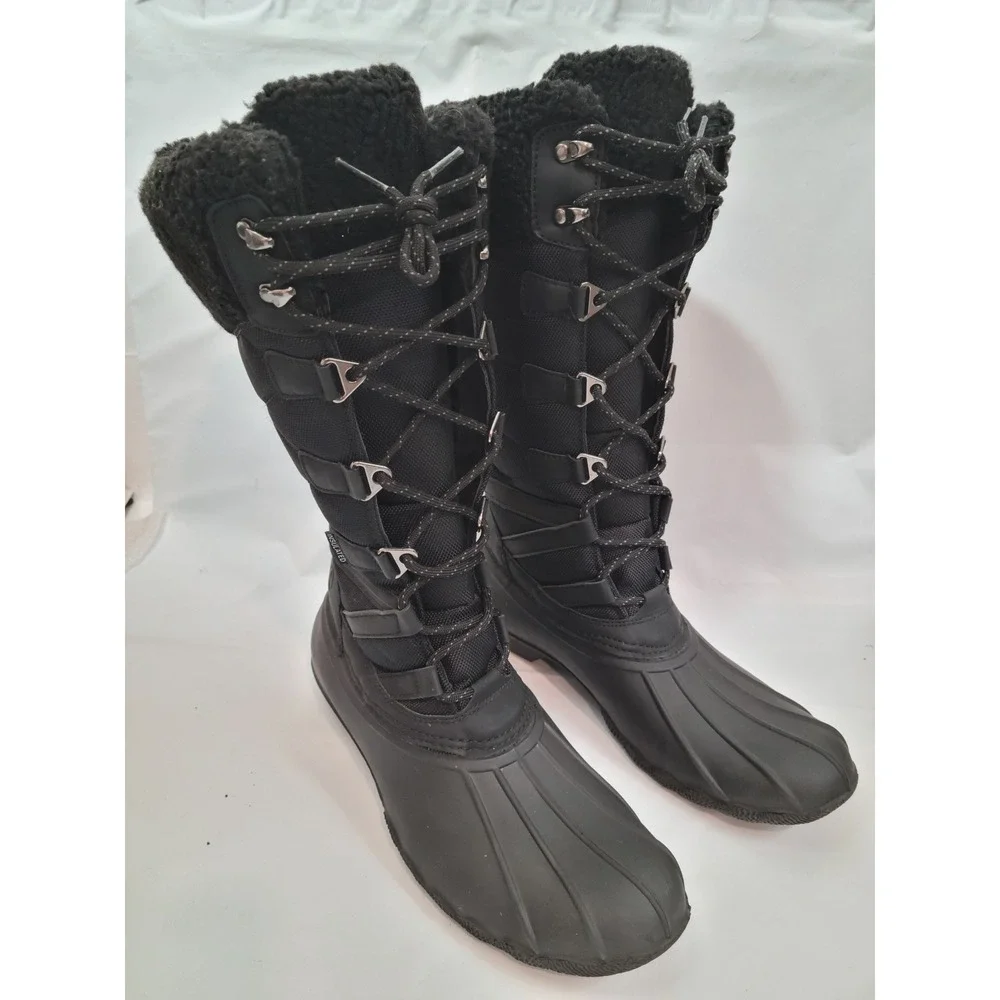 Lands' End Snow Boots Womens 11 Black Insulated 3M Thinsulate Water Resistant